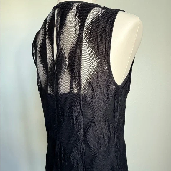 Y2K DKNY Black Sleeveless Midi Dress with Sheer Yoke - Picture 6 of 9